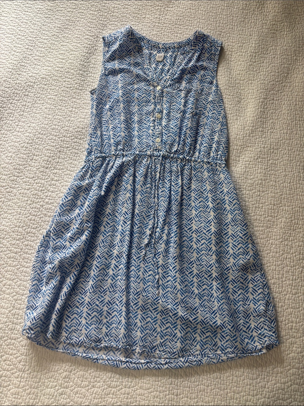 GAP Blue Printed Sleeveless Midi Dress